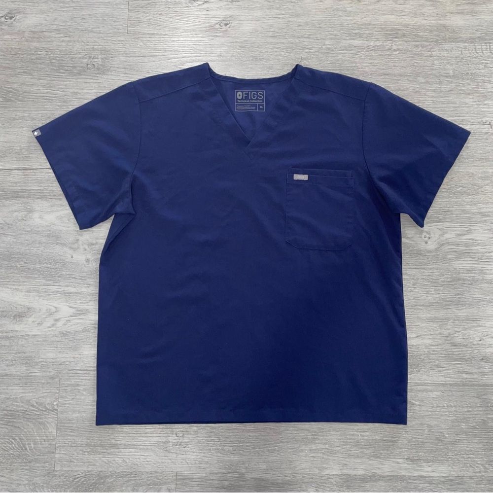 FIGS Leon 2 Pocket Short Sleeve Scrub Top Men's XL V-Neck Shirt Medical Nurse